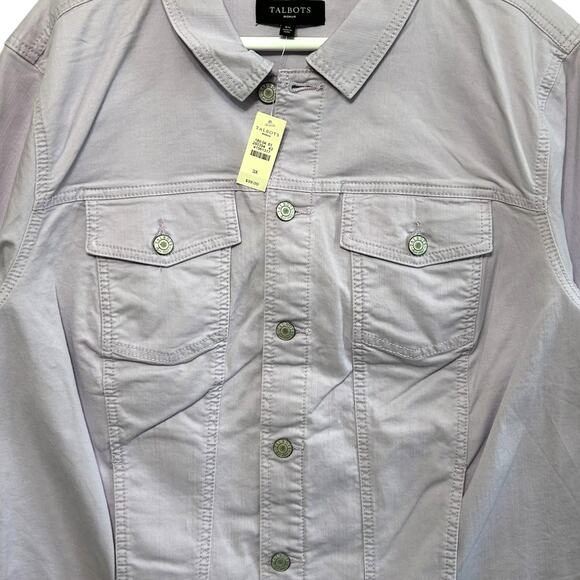 Talbots Button Front Jean Jacket NWT Women's Sz 3X Pale Purple Soft Girl Indie - Picture 4 of 6